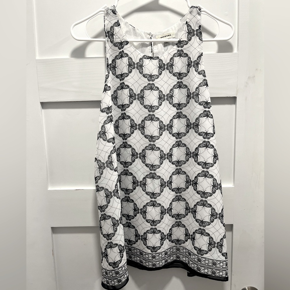 Black and white butterfly blouse size M